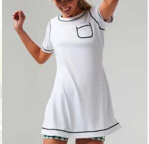 Tuckernuck TNUCK Sport Robin Performance Tennis Dress White Green Trim
